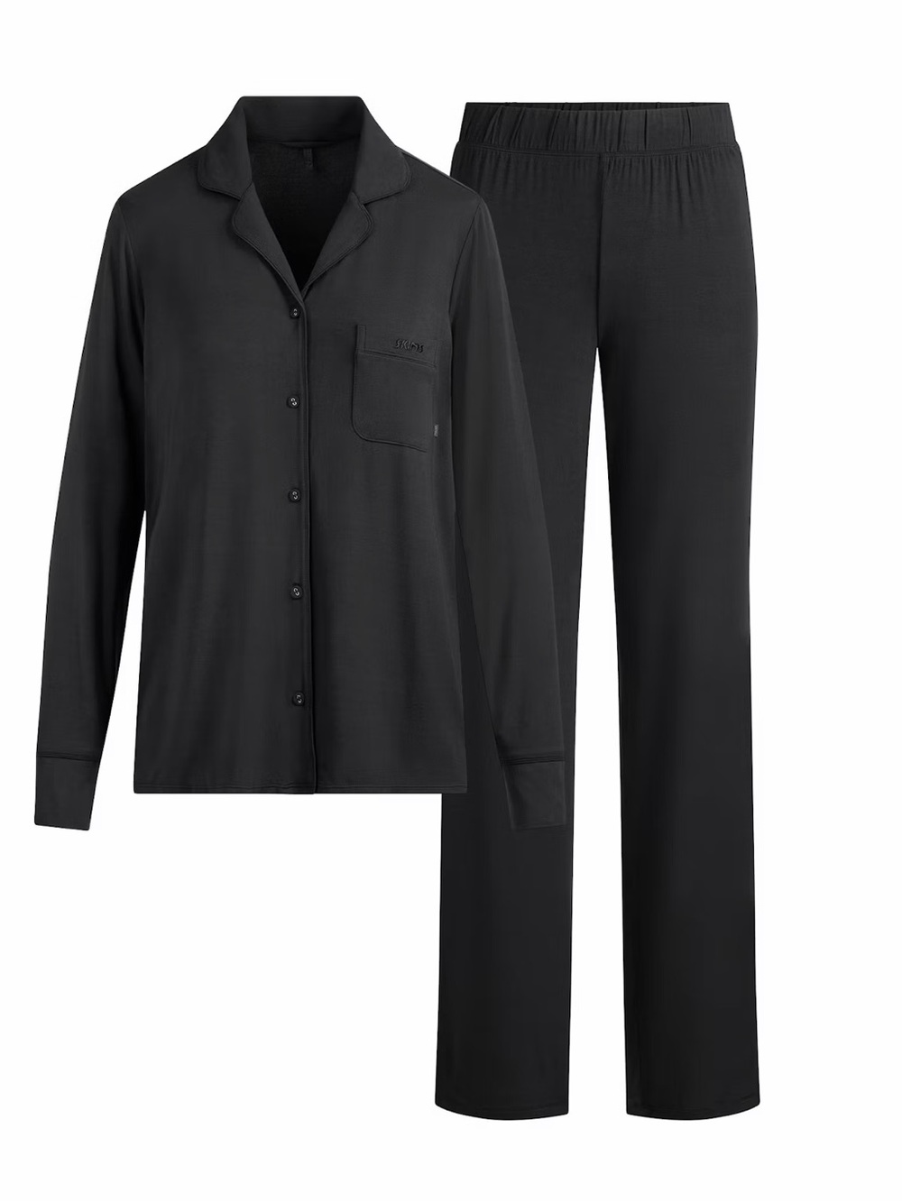 NWT Skims Large L Sleep Set Long Sleeve Button Down Top Pants Onyx Black Matchin